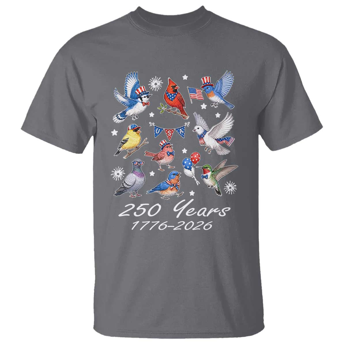USA 250th Anniversary Bird T Shirt Patriotic American Birds Independence Day Birdwatchers Birders