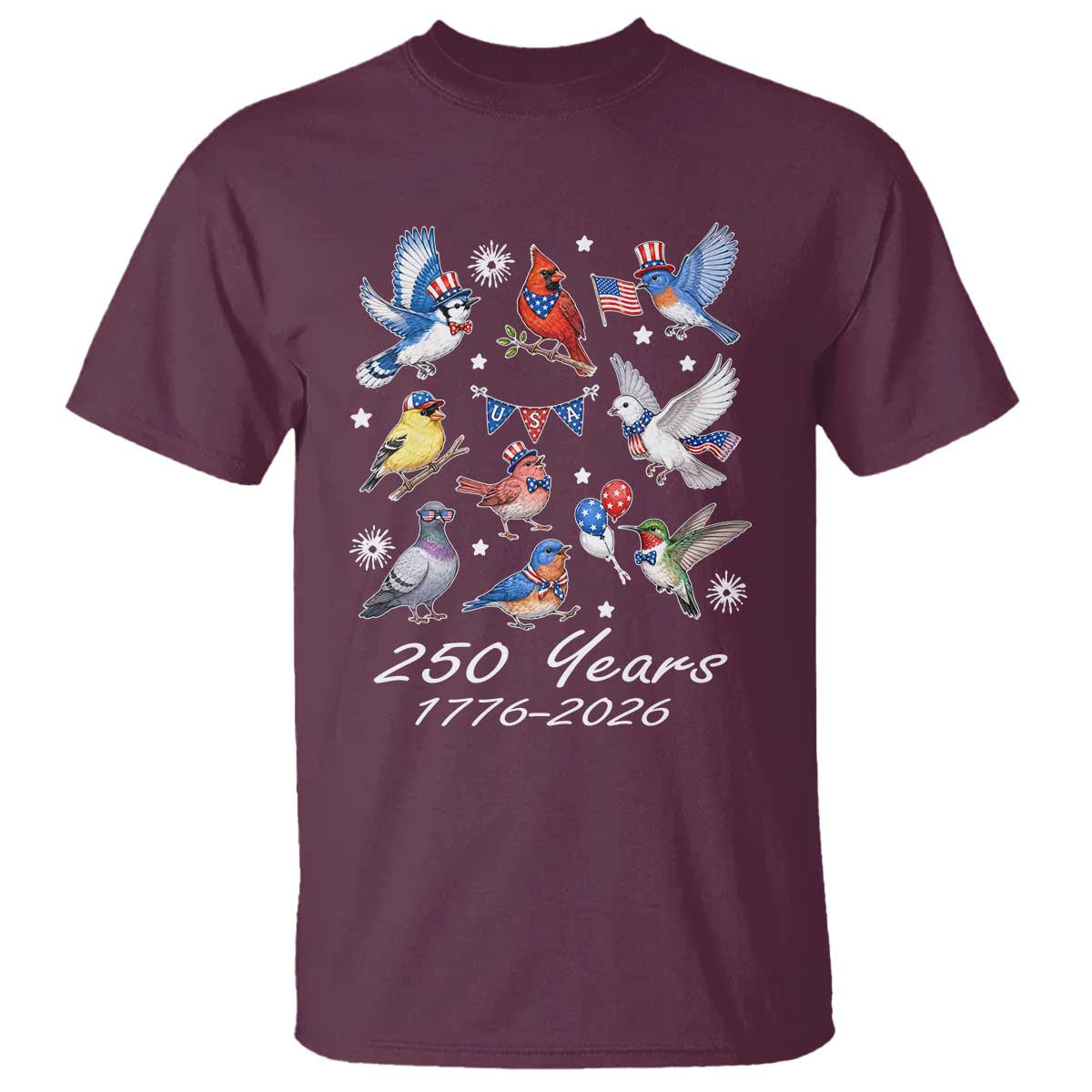 USA 250th Anniversary Bird T Shirt Patriotic American Birds Independence Day Birdwatchers Birders