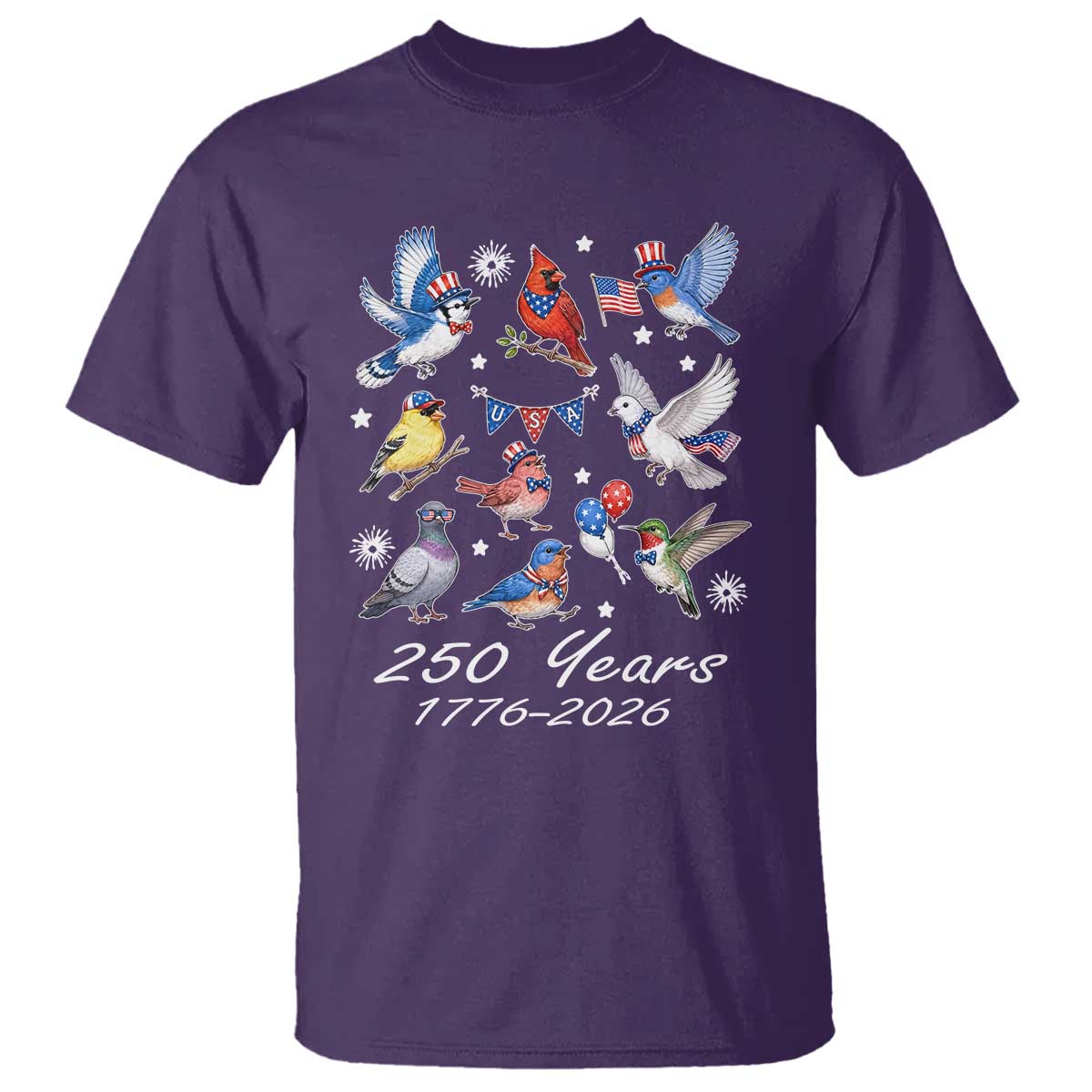 USA 250th Anniversary Bird T Shirt Patriotic American Birds Independence Day Birdwatchers Birders