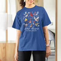 USA 250th Anniversary Bird T Shirt For Women Patriotic American Birds Independence Day Birdwatchers Birders