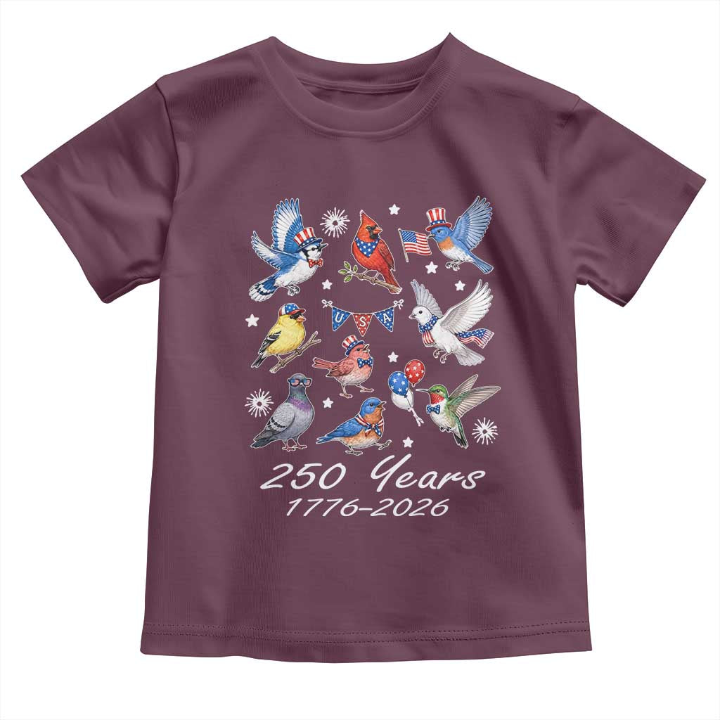 USA 250th Anniversary Bird Toddler T Shirt Patriotic American Birds Independence Day Birdwatchers Birders
