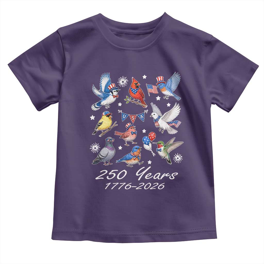 USA 250th Anniversary Bird Toddler T Shirt Patriotic American Birds Independence Day Birdwatchers Birders