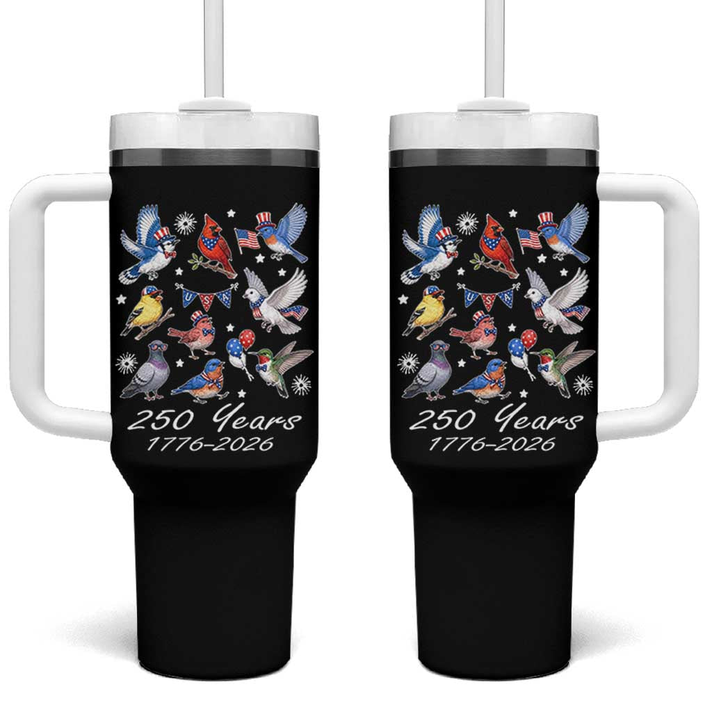 USA 250th Anniversary Bird Tumbler With Handle Patriotic American Birds Independence Day Birdwatchers Birders