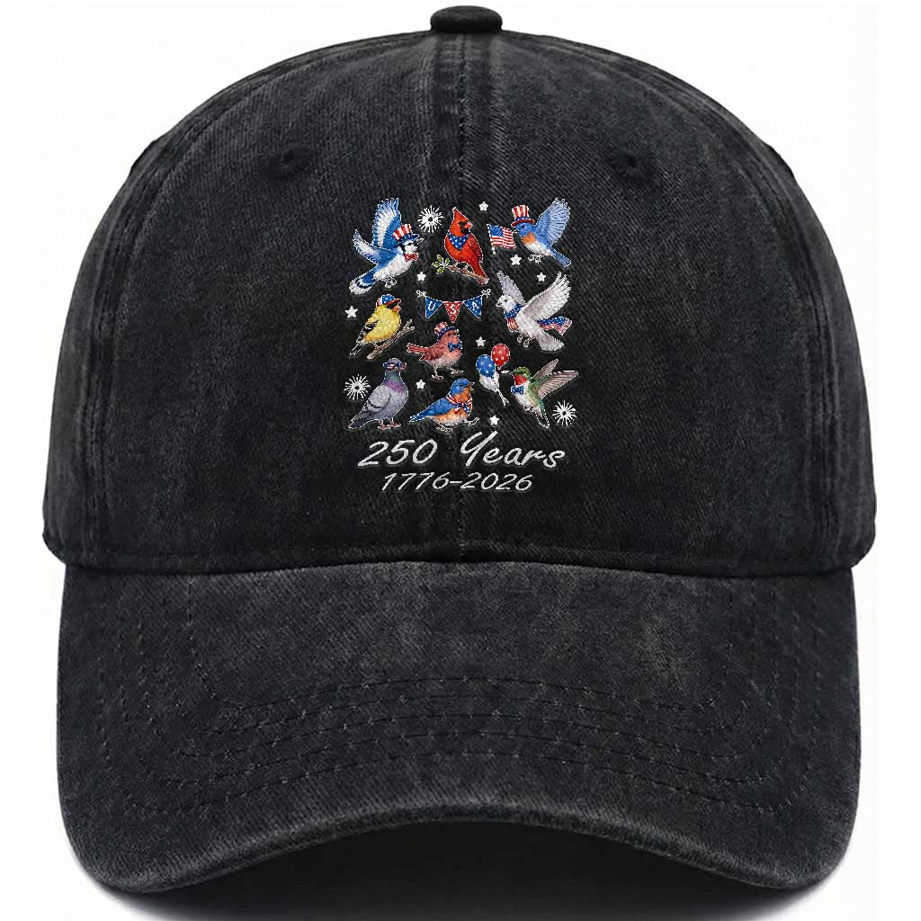 USA 250th Anniversary Bird Washed Cotton Baseball Cap Patriotic American Birds Independence Day Birdwatchers Birders