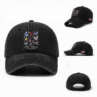 USA 250th Anniversary Bird Washed Cotton Baseball Cap Patriotic American Birds Independence Day Birdwatchers Birders