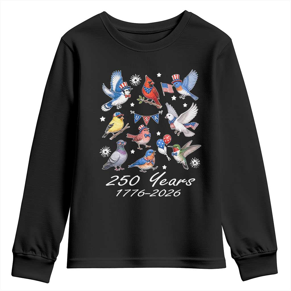 USA 250th Anniversary Bird Youth Sweatshirt Patriotic American Birds Independence Day Birdwatchers Birders