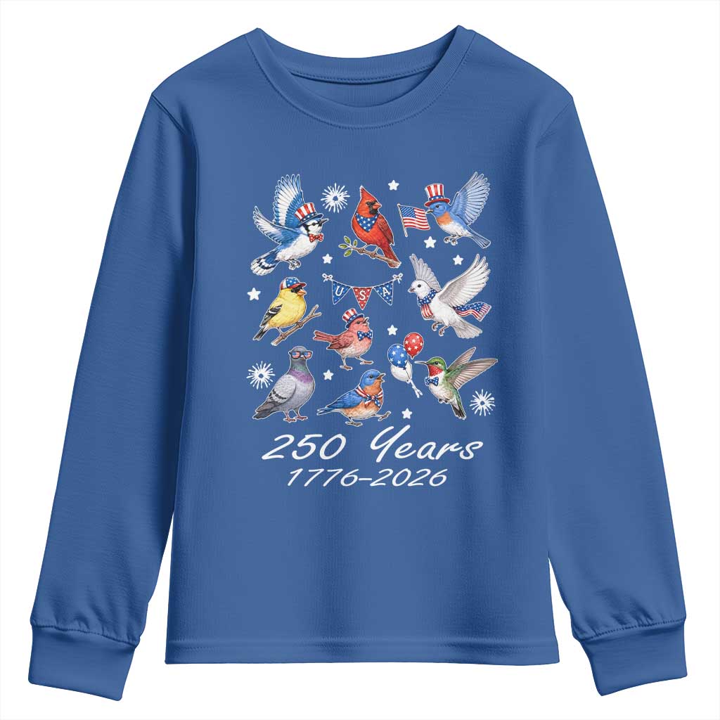 USA 250th Anniversary Bird Youth Sweatshirt Patriotic American Birds Independence Day Birdwatchers Birders