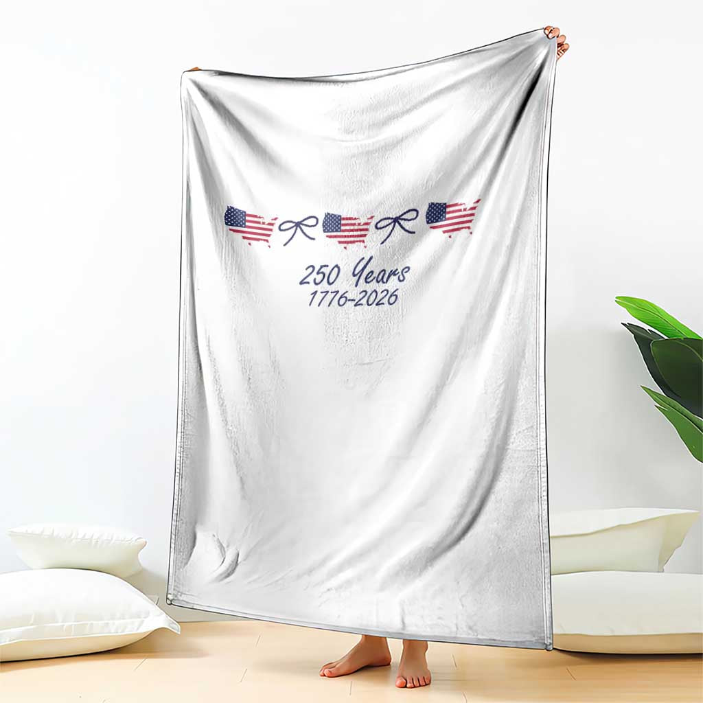 250th Anniversary USA Throw Blanket American Flag Dainty Bow 4th of July