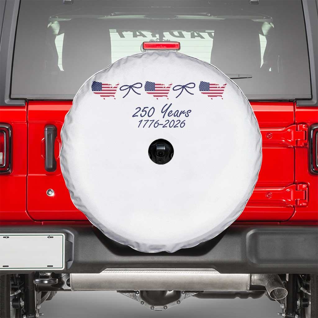 250th Anniversary USA Spare Tire Cover American Flag Dainty Bow 4th of July