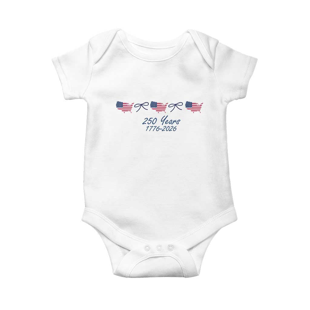 250th Anniversary USA Baby Onesie American Flag Dainty Bow 4th of July