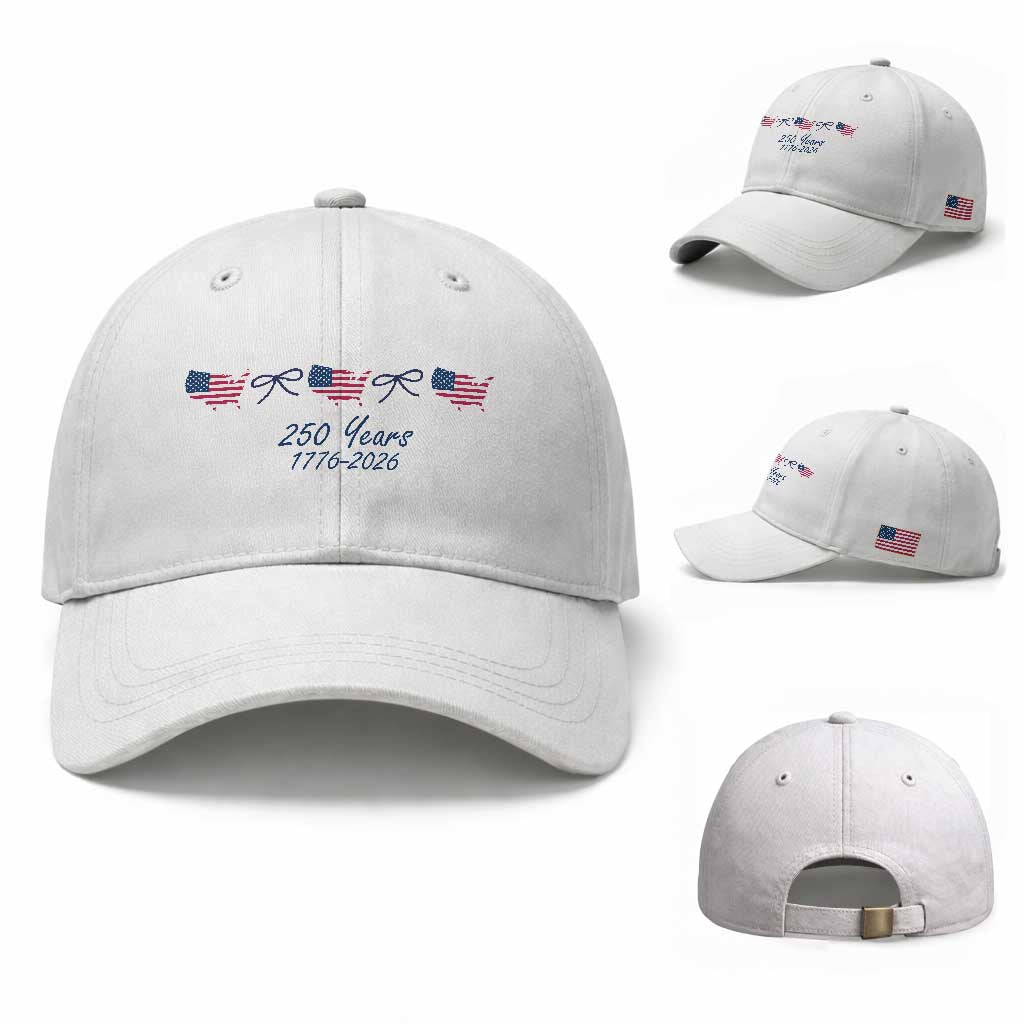 250th Anniversary USA Baseball Cap American Flag Dainty Bow 4th of July