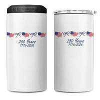 250th Anniversary USA 4 in 1 Can Cooler Tumbler American Flag Dainty Bow 4th of July