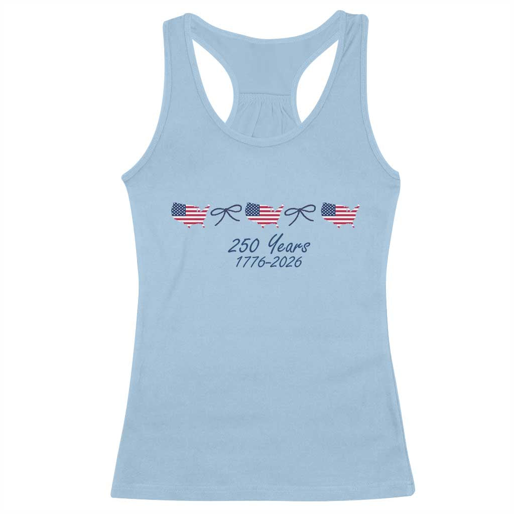 250th Anniversary USA Racerback Tank Top American Flag Dainty Bow 4th of July