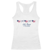 250th Anniversary USA Racerback Tank Top American Flag Dainty Bow 4th of July