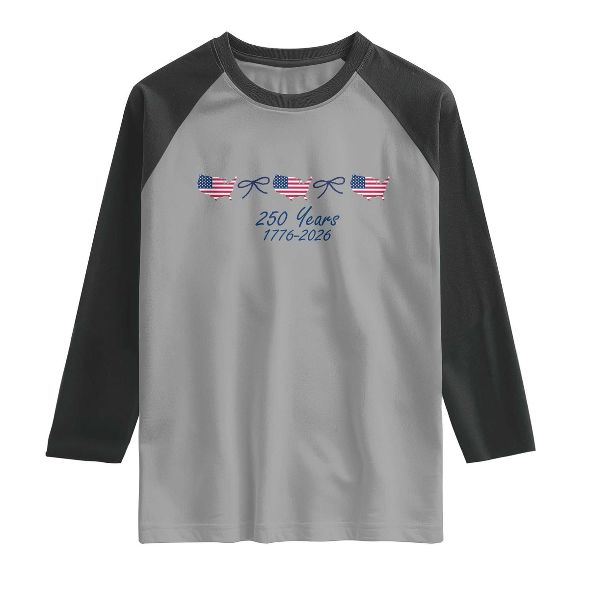 250th Anniversary USA Raglan Shirt American Flag Dainty Bow 4th of July