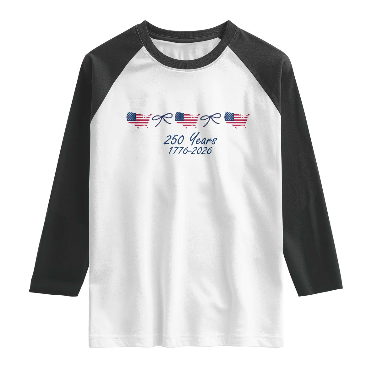 250th Anniversary USA Raglan Shirt American Flag Dainty Bow 4th of July