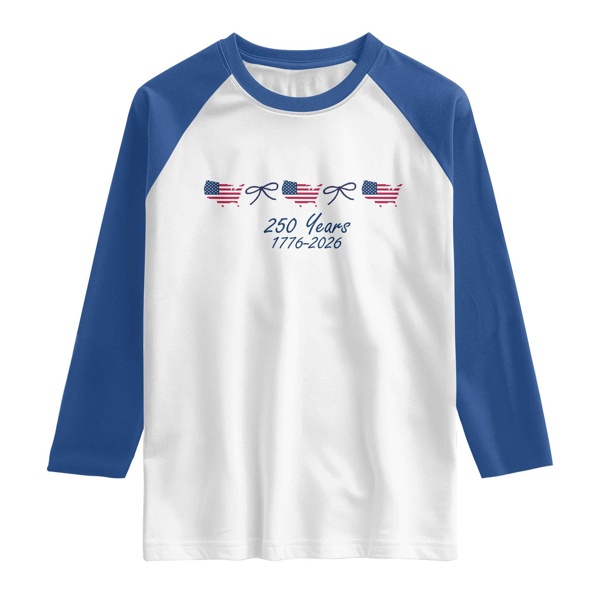 250th Anniversary USA Raglan Shirt American Flag Dainty Bow 4th of July