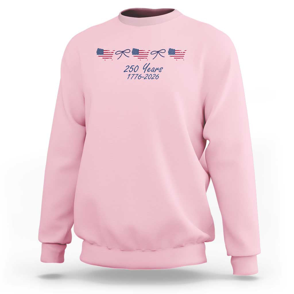 250th Anniversary USA Sweatshirt American Flag Dainty Bow 4th of July