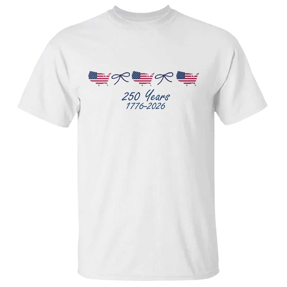 250th Anniversary USA T Shirt American Flag Dainty Bow 4th of July