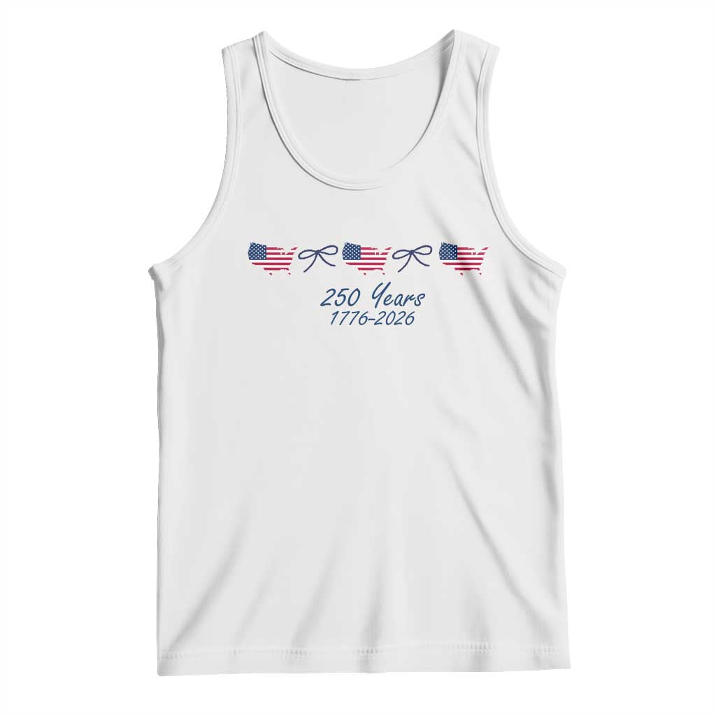 250th Anniversary USA Tank Top American Flag Dainty Bow 4th of July