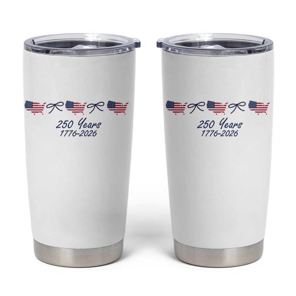 250th Anniversary USA Tumbler Cup American Flag Dainty Bow 4th of July