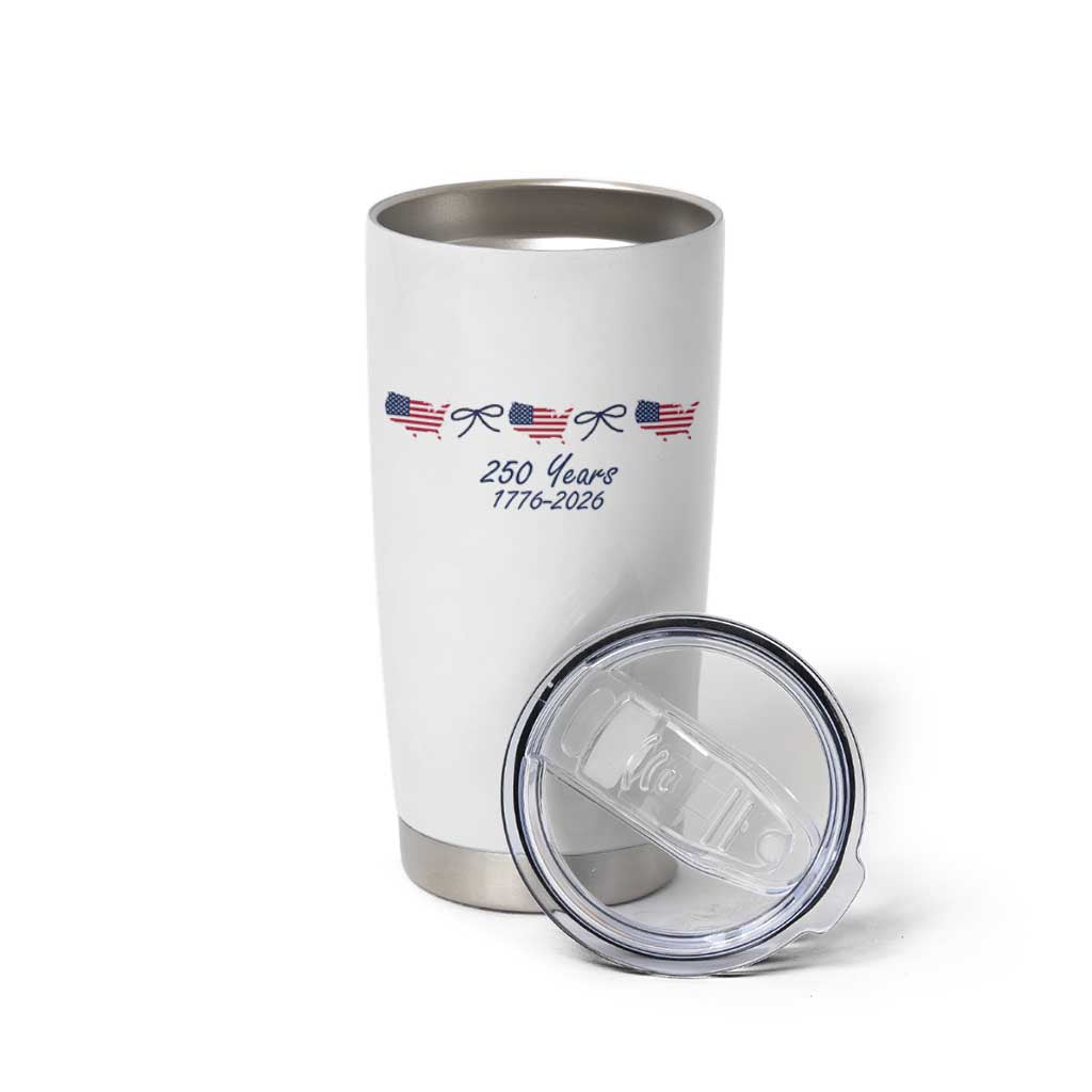 250th Anniversary USA Tumbler Cup American Flag Dainty Bow 4th of July
