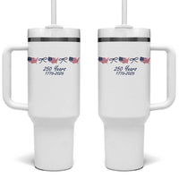 250th Anniversary USA Tumbler With Handle American Flag Dainty Bow 4th of July