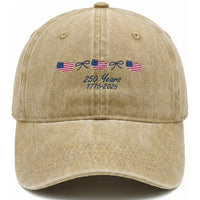 250th Anniversary USA Washed Cotton Baseball Cap American Flag Dainty Bow 4th of July