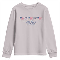 250th Anniversary USA Youth Sweatshirt American Flag Dainty Bow 4th of July