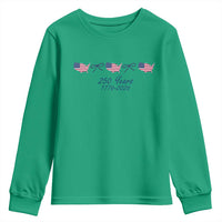 250th Anniversary USA Youth Sweatshirt American Flag Dainty Bow 4th of July