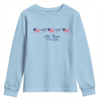250th Anniversary USA Youth Sweatshirt American Flag Dainty Bow 4th of July