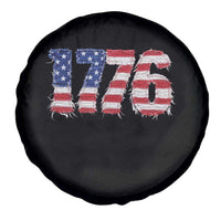 Distressed Faux Patchwork 1776 USA Flag Spare Tire Cover Vintage Effect Printing Patriotic Graphic 4th Of July Independence Day