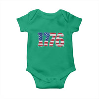 Distressed Faux Patchwork 1776 USA Flag Baby Onesie Vintage Effect Printing Patriotic Graphic 4th Of July Independence Day