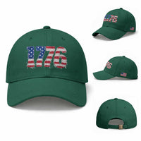 Distressed Faux Patchwork 1776 USA Flag Baseball Cap Vintage Effect Printing Patriotic Graphic 4th Of July Independence Day