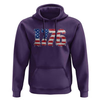 Distressed Faux Patchwork 1776 USA Flag Hoodie Vintage Effect Printing Patriotic Graphic 4th Of July Independence Day