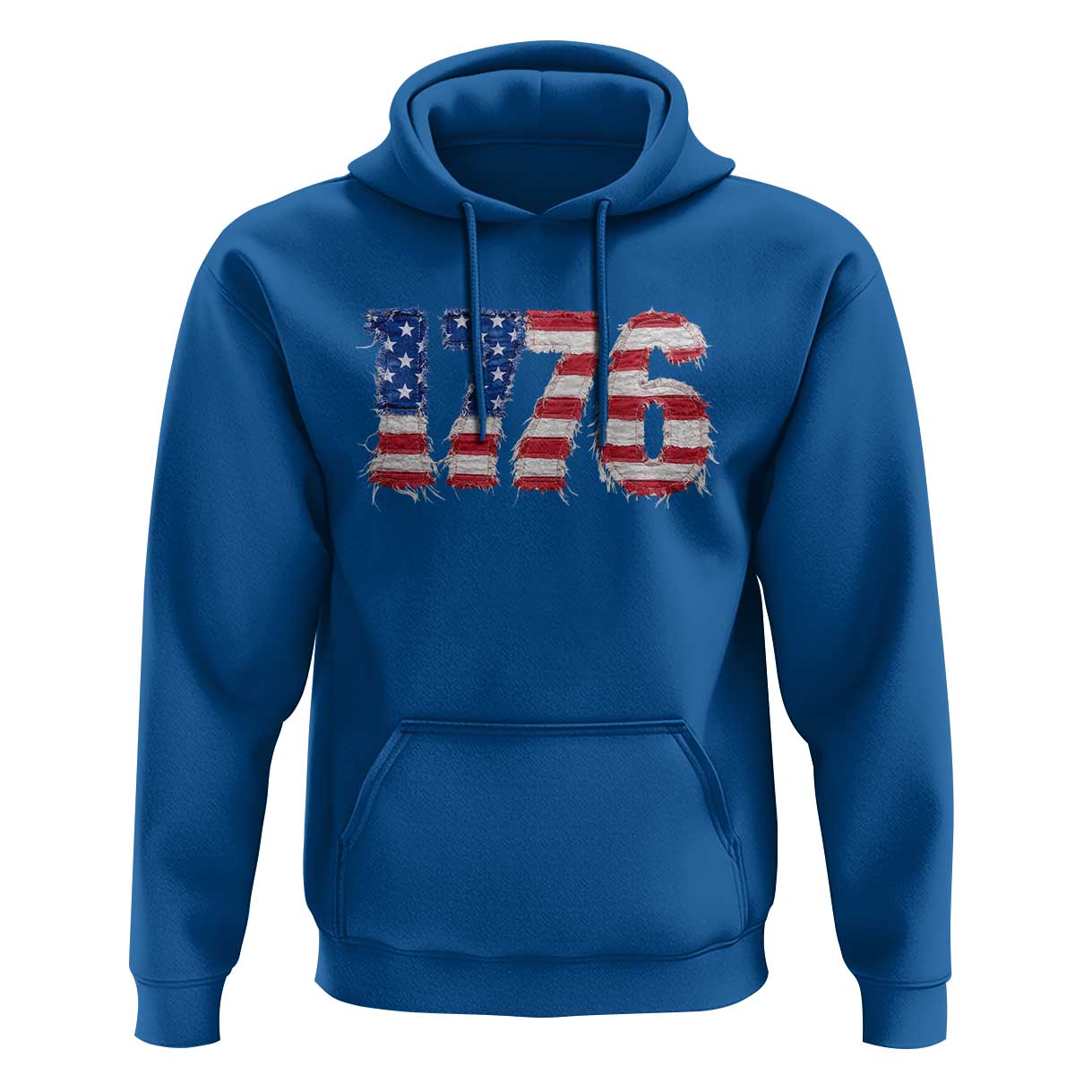 Distressed Faux Patchwork 1776 USA Flag Hoodie Vintage Effect Printing Patriotic Graphic 4th Of July Independence Day