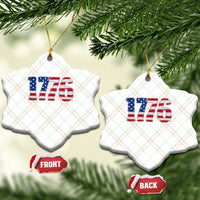 Distressed Faux Patchwork 1776 USA Flag Ceramic Ornament Vintage Effect Printing Patriotic Graphic 4th Of July Independence Day