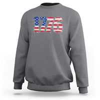 Distressed Faux Patchwork 1776 USA Flag Sweatshirt Vintage Effect Printing Patriotic Graphic 4th Of July Independence Day