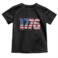 Distressed Faux Patchwork 1776 USA Flag Toddler T Shirt Vintage Effect Printing Patriotic Graphic 4th Of July Independence Day