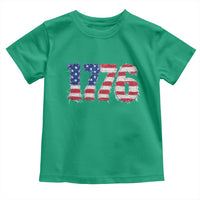 Distressed Faux Patchwork 1776 USA Flag Toddler T Shirt Vintage Effect Printing Patriotic Graphic 4th Of July Independence Day