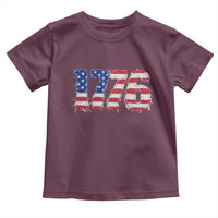 Distressed Faux Patchwork 1776 USA Flag Toddler T Shirt Vintage Effect Printing Patriotic Graphic 4th Of July Independence Day