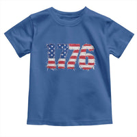 Distressed Faux Patchwork 1776 USA Flag Toddler T Shirt Vintage Effect Printing Patriotic Graphic 4th Of July Independence Day