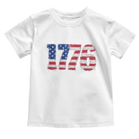 Distressed Faux Patchwork 1776 USA Flag Toddler T Shirt Vintage Effect Printing Patriotic Graphic 4th Of July Independence Day