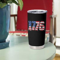 Distressed Faux Patchwork 1776 USA Flag Tumbler Cup Vintage Effect Printing Patriotic Graphic 4th Of July Independence Day