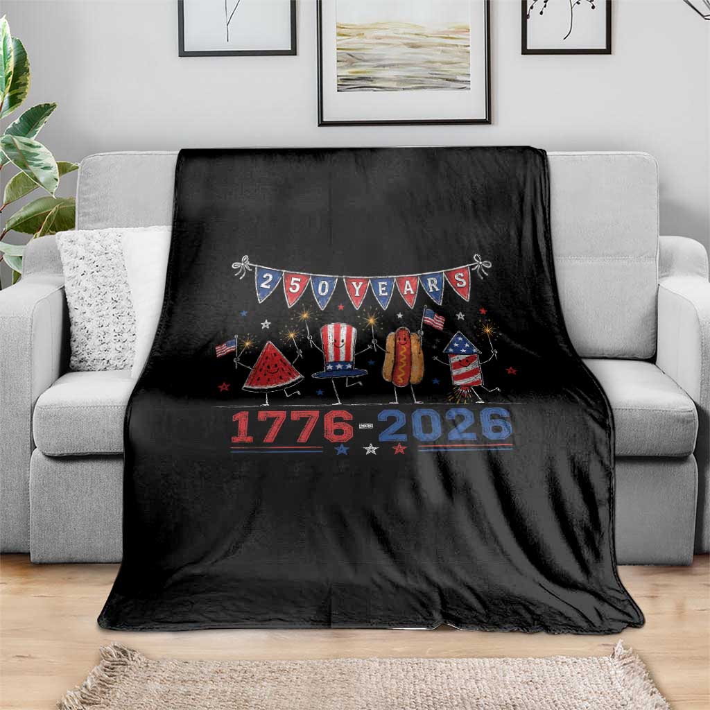 250 Years American 1776 2026 Throw Blanket Patriotic Watermelon Hotdog Firework 250th 4th July Independence Day