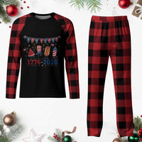 250 Years American 1776 2026 Plaid Pajama Set Patriotic Watermelon Hotdog Firework 250th 4th July Independence Day