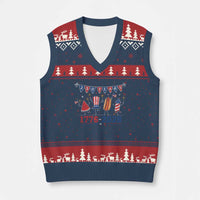 250 Years American 1776 2026 V-Neck Knit Sweater Vest Patriotic Watermelon Hotdog Firework 250th 4th July Independence Day