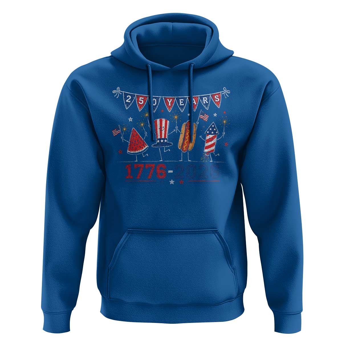 250 Years American 1776 2026 Hoodie Patriotic Watermelon Hotdog Firework 250th 4th July Independence Day