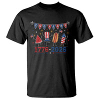 250 Years American 1776 2026 T Shirt Patriotic Watermelon Hotdog Firework 250th 4th July Independence Day