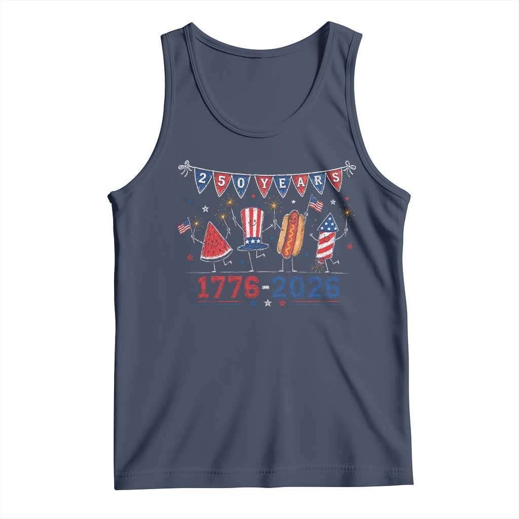 250 Years American 1776 2026 Tank Top Patriotic Watermelon Hotdog Firework 250th 4th July Independence Day